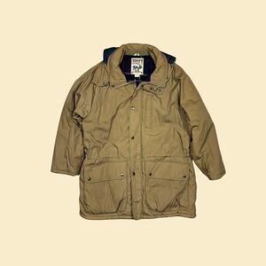 90s XL parka jacket w/ flannel lining, vintage tan/beige jacket by 1871